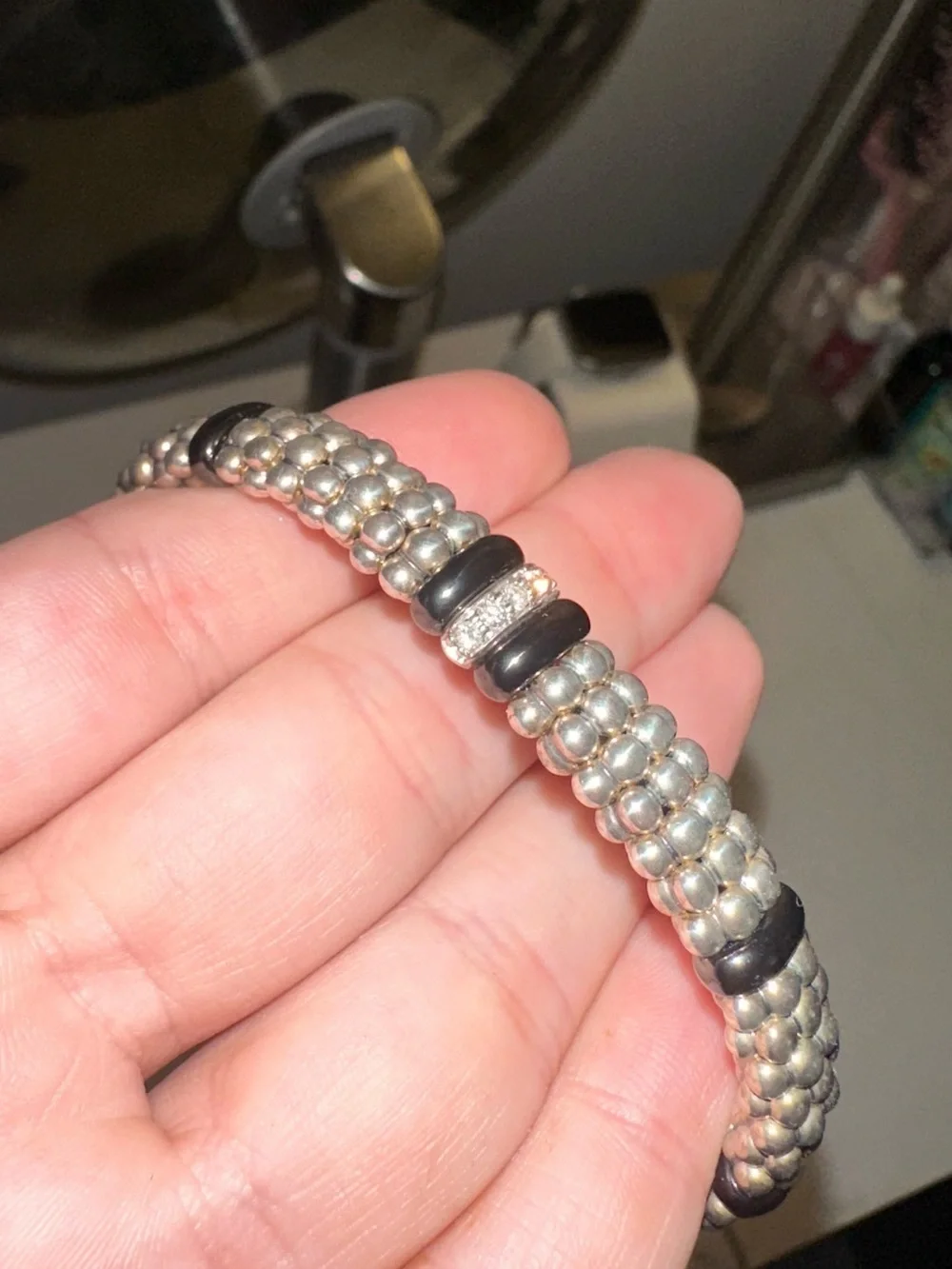 LAGOS Silver Beaded Bracelet with Black Accents